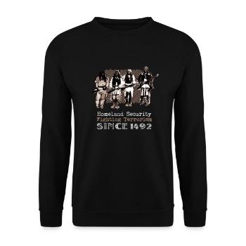 Native Americans Warriors Homeland Security 1492 - Unisex Pullover - Schwarz - Vorne - Alina (178cm) & Michal (187cm)