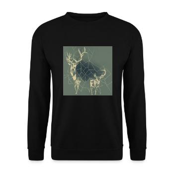 Hirsch Reh geometrisch - Unisex Pullover - Schwarz - Vorne - Alina (178cm) & Michal (187cm)