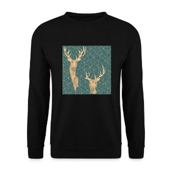Hirsch Reh geometrisch - Unisex Pullover - Schwarz - Vorne - Alina (178cm) & Michal (187cm)