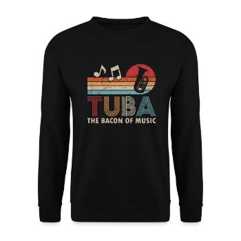 Retro Tuba Tubist Blasmusik Musiker - Unisex Pullover - Schwarz - Vorne - Alina (178cm) & Michal (187cm)