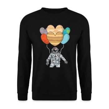 Astronaut with balloon - solar system planet - Unisex Sweatshirt - black - Front - Alina (178cm) & Michal (187cm)