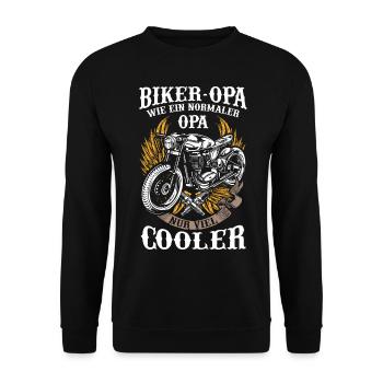 Motorrad Opa Biker Cooler Rentner Geschenk - Unisex Pullover - Schwarz - Vorne - Alina (178cm) & Michal (187cm)