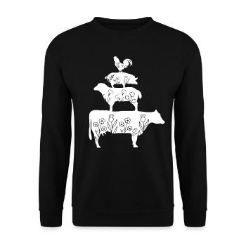 Bauernhof - Tiere - Landwirt - Floral - Unisex Pullover - Schwarz - Vorne - Alina (178cm) & Michal (187cm)