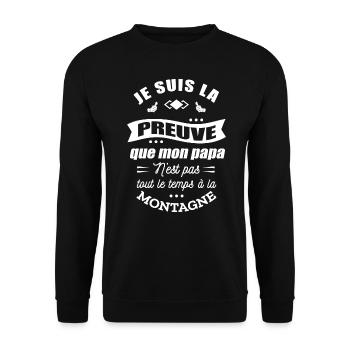 PREUVE ENFANT PAPA MONTAGNE - PASSION MONTAGNE - Sweat-shirt Unisexe - noir - Devant - Alina (178cm) & Michal (187cm)