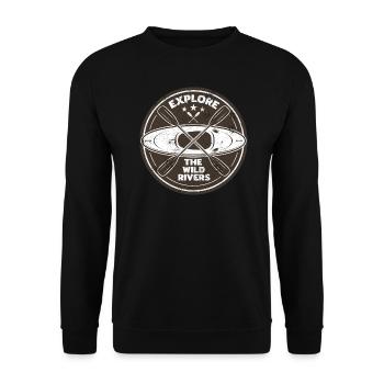 KAYAK PADDLE ROWING WILD CANOE RAFTING RIVER MOTIF - Unisex Sweatshirt - black - Front - Alina (178cm) & Michal (187cm)