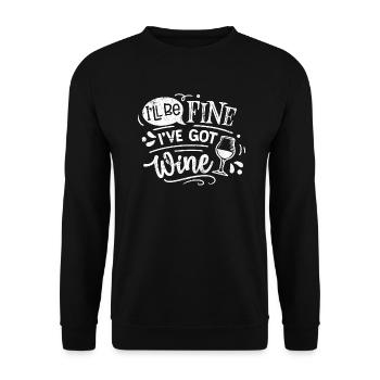 I HAVE WINE GAME RED WINE VINO SAYINGS MOTIFS - Unisex Sweatshirt - black - Front - Alina (178cm) & Michal (187cm)