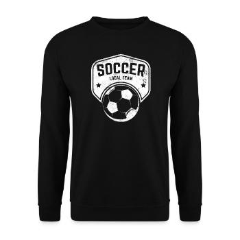 FUßBALL 11 SPIELER SOCCER TEAM FUßBALLSPIEL MOTIV - Unisex Pullover - Schwarz - Vorne - Alina (178cm) & Michal (187cm)