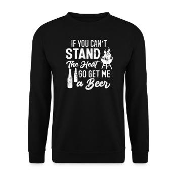 HITZE BIER TRINKEN BBQ GRILL GRILLEN BIER MOTIV - Unisex Pullover - Schwarz - Vorne - Alina (178cm) & Michal (187cm)