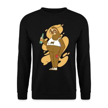 Paresseux avec tennis de table bat bière ping pong - Sweat-shirt Unisexe - noir - Devant - Alina (178cm) & Michal (187cm)