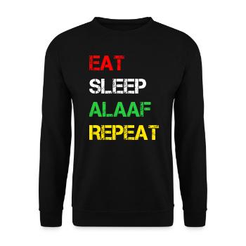 Eat Sleep Alaaf Repeat | Karneval Köln Feiern - Unisex Pullover - Schwarz - Vorne - Alina (178cm) & Michal (187cm)