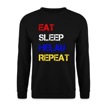 Eat Sleep Helau Repeat | Fastnacht Mainz Feiern - Unisex Pullover - Schwarz - Vorne - Alina (178cm) & Michal (187cm)