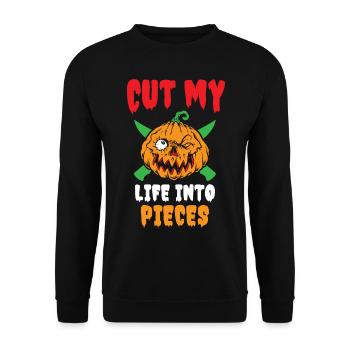 Cut My Life Into Pieces Halloween - Unisex Pullover - Schwarz - Vorne - Alina (178cm) & Michal (187cm)