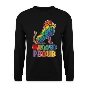 Pride Löwe – Wild und stolz LGBT Gay Pride - Unisex Pullover - Schwarz - Vorne - Alina (178cm) & Michal (187cm)