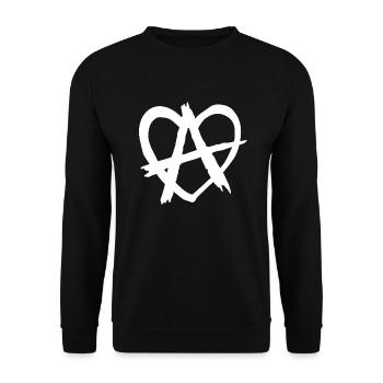 Anarchy heart, revolution, punk, white - Unisex Sweatshirt - black - Front - Alina (178cm) & Michal (187cm)