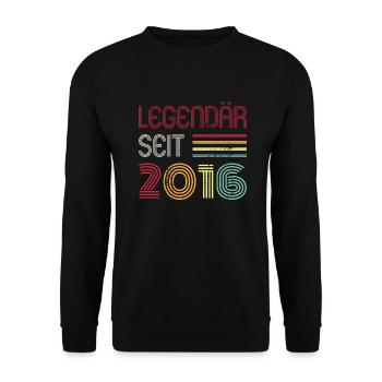 Legendär Seit 2016 Jahr Retro 16er Jahrgang - Unisex Pullover - Schwarz - Vorne - Alina (178cm) & Michal (187cm)