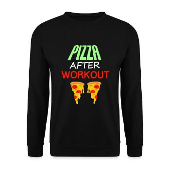 Pizza nach dem Training, Fitness + Essen Angebot - Unisex Pullover - Schwarz - Vorne - Alina (178cm) & Michal (187cm)