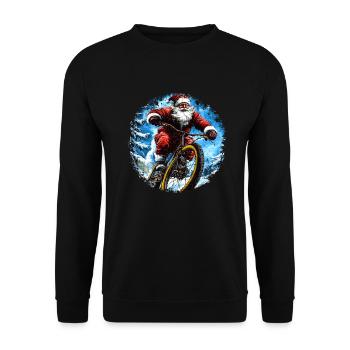Santa Claus Mountain Bikers - Unisex Sweatshirt - black - Front - Alina (178cm) & Michal (187cm)