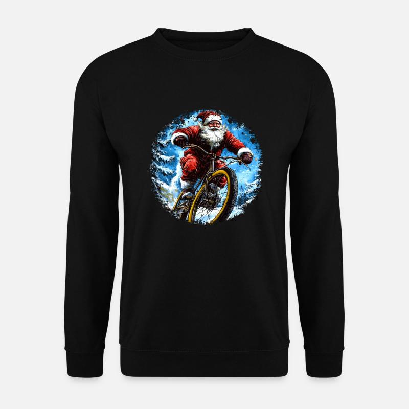 Weihnachtsmann Mountainbiker - Unisex Pullover - Schwarz