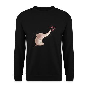 Elefanten Baby Süss T-Shirt Geschenkidee - Unisex Pullover - Schwarz - Vorne - Alina (178cm) & Michal (187cm)