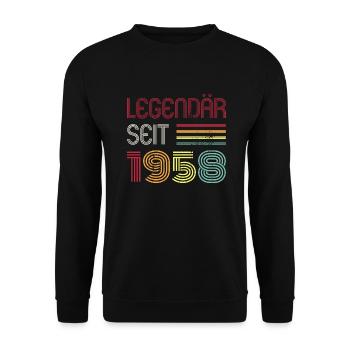 Legendär Seit 1958 Jahr Retro 58er Jahrgang - Unisex Pullover - Schwarz - Vorne - Alina (178cm) & Michal (187cm)