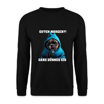 Französische Bulldogge mit Hoodie Ganz dünnes Eis - Unisex Pullover - Schwarz - Vorne - Alina (178cm) & Michal (187cm)