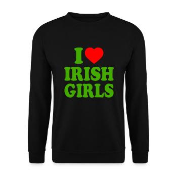 I love irish girls - Unisex Pullover - Schwarz - Vorne - Alina (178cm) & Michal (187cm)