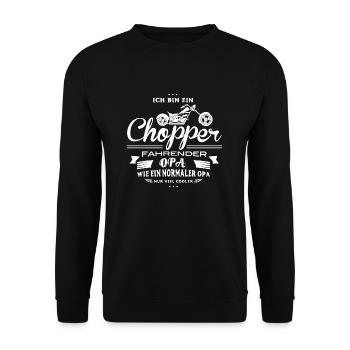Biker Opa Shirt - Chopper Opa - Unisex Pullover - Schwarz - Vorne - Alina (178cm) & Michal (187cm)