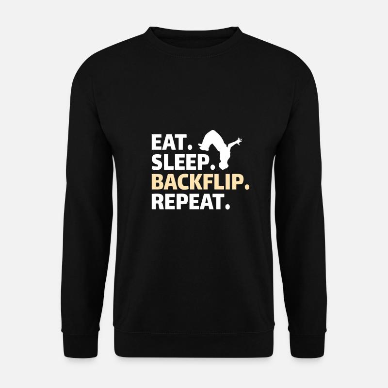 GYMNASTICS: eat,backflip,sleep,repeat - Unisex Pullover - Schwarz