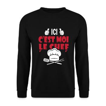 ici c est moi le chef cadeau papa cuisinier - Sweat-shirt Unisexe - noir - Devant - Alina (178cm) & Michal (187cm)