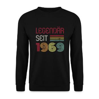 Legendär Seit 1969 Jahr Retro 69er Jahrgang - Unisex Pullover - Schwarz - Vorne - Alina (178cm) & Michal (187cm)