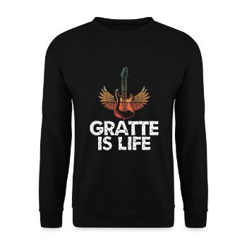 gratte is life - Sweat-shirt Unisexe - noir - Devant - Alina (178cm) & Michal (187cm)