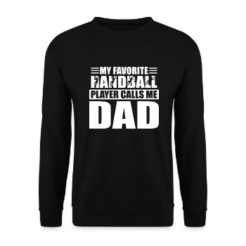 Handball Handballspieler Vater Dad Spruch Trainer - Unisex Pullover - Schwarz - Vorne - Alina (178cm) & Michal (187cm)