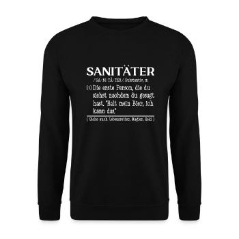 Sanitäter Definition - Unisex Pullover - Schwarz - Vorne - Alina (178cm) & Michal (187cm)