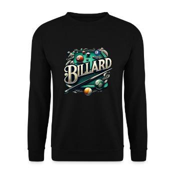Billard spielen den Queue am Billardtisch - Unisex Pullover - Schwarz - Vorne - Alina (178cm) & Michal (187cm)