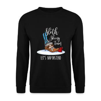 Sloth Skiing Team - Vintage Look - Unisex Pullover - Schwarz - Vorne - Alina (178cm) & Michal (187cm)