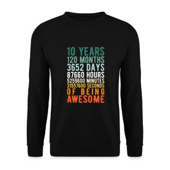 10 Jahre Alt 10. Geburtstag Vintage Retro Nummern - Unisex Pullover - Schwarz - Vorne - Alina (178cm) & Michal (187cm)