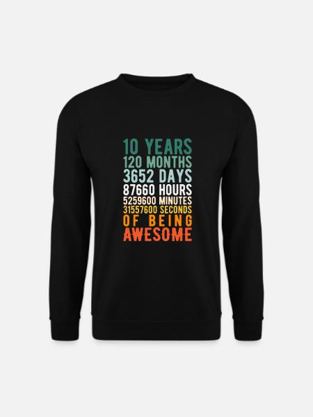 10 Jahre Alt 10. Geburtstag Vintage Retro Nummern - Unisex Pullover - Schwarz