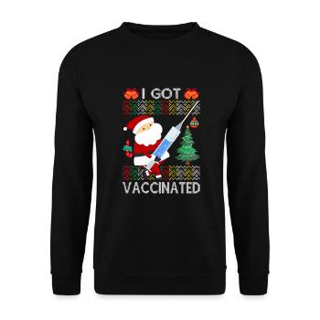Ich Wurde Geimpft Weihnachts-Pullover Santa Klaus - Unisex Pullover - Schwarz - Vorne - Alina (178cm) & Michal (187cm)