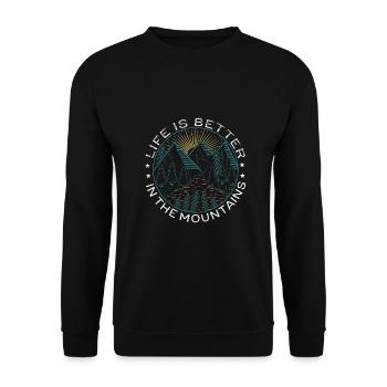 Live is better in the mountains - Unisex Sweatshirt - black - Front - Alina (178cm) & Michal (187cm)