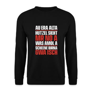 Schwäbischer Dialekt Sprüche Schwaben Sprache - Unisex Pullover - Schwarz - Vorne - Alina (178cm) & Michal (187cm)