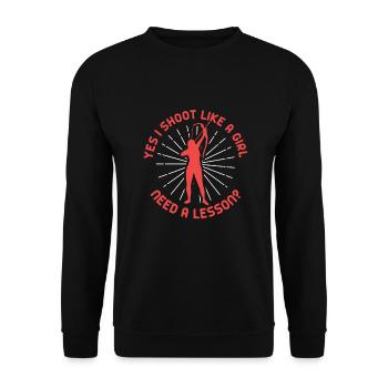 Bogenschütze Bogensport Pfeil Bogen Bogenschießen - Unisex Pullover - Schwarz - Vorne - Alina (178cm) & Michal (187cm)