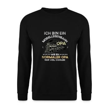 Modelleisenbahn Opa Lokführer Geschenk - Unisex Pullover - Schwarz - Vorne - Alina (178cm) & Michal (187cm)