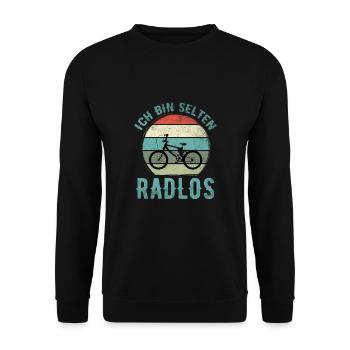 Ich Bin Selten Radlos - Fahrrad - Unisex Pullover - Schwarz - Vorne - Alina (178cm) & Michal (187cm)