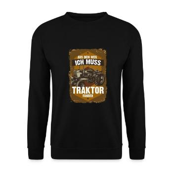 Landwirtschaft Aus Dem Weg Traktor Trecker - Unisex Pullover - Schwarz - Vorne - Alina (178cm) & Michal (187cm)