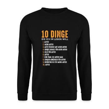 10 dinge auto mechaniker - Unisex Pullover - Schwarz - Vorne - Alina (178cm) & Michal (187cm)