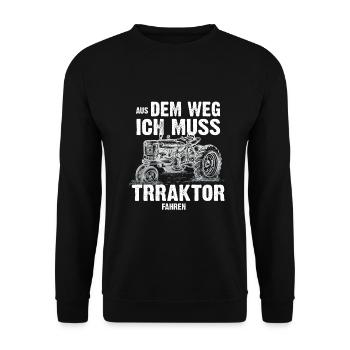 Landwirtschaft Aus Dem Weg Traktor Trecker - Unisex Pullover - Schwarz - Vorne - Alina (178cm) & Michal (187cm)