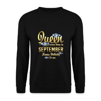 A Queen Was Born In September Birthday - Unisex Sweatshirt - black - Front - Alina (178cm) & Michal (187cm)