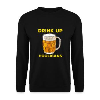 st Patricks Day Drink up hooligans - Unisex Pullover - Schwarz - Vorne - Alina (178cm) & Michal (187cm)