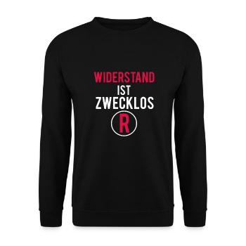 Widerstand Ist Zwecklos - Unisex Pullover - Schwarz - Vorne - Alina (178cm) & Michal (187cm)
