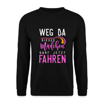 Weg Da Dieses Mädchen Darf Jetzt Fahren Führersche - Unisex Pullover - Schwarz - Vorne - Alina (178cm) & Michal (187cm)